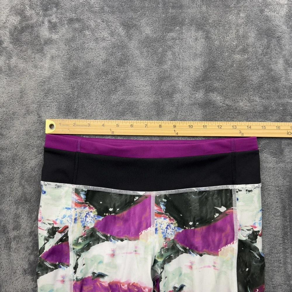 Lululemon Pants Womens 8 Multicolor‎ Ruched Waistband Running Active Gym Yoga